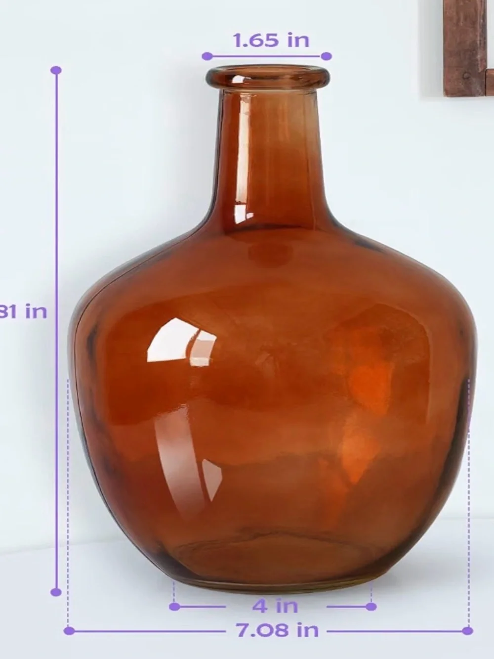 Amber Glass Decorative Vase - Home Accents